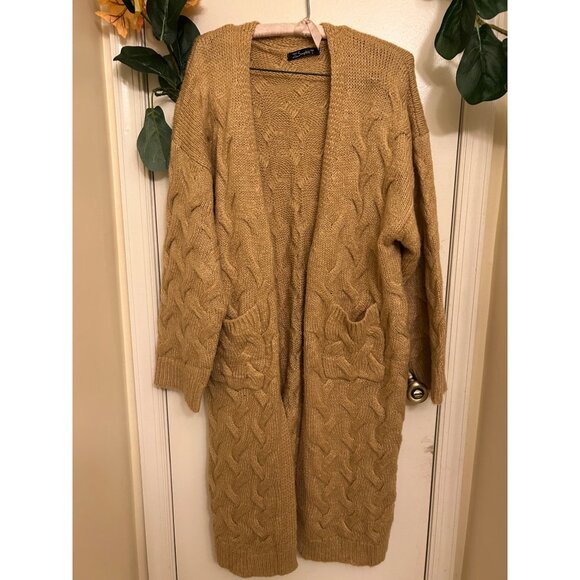 Simplee Apparel Women’s Long Sleeve Chunky Knit Cozy Sweater Tan Medium - Picture 3 of 14